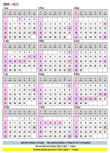 ប្រតិទិនឈប់សម្រាប់សម្រាប់ឆ្នាំ២០២៥